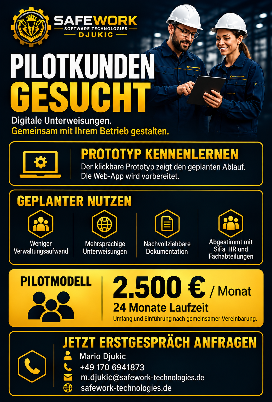 SAFEWORK Training – Pilotkunden gesucht