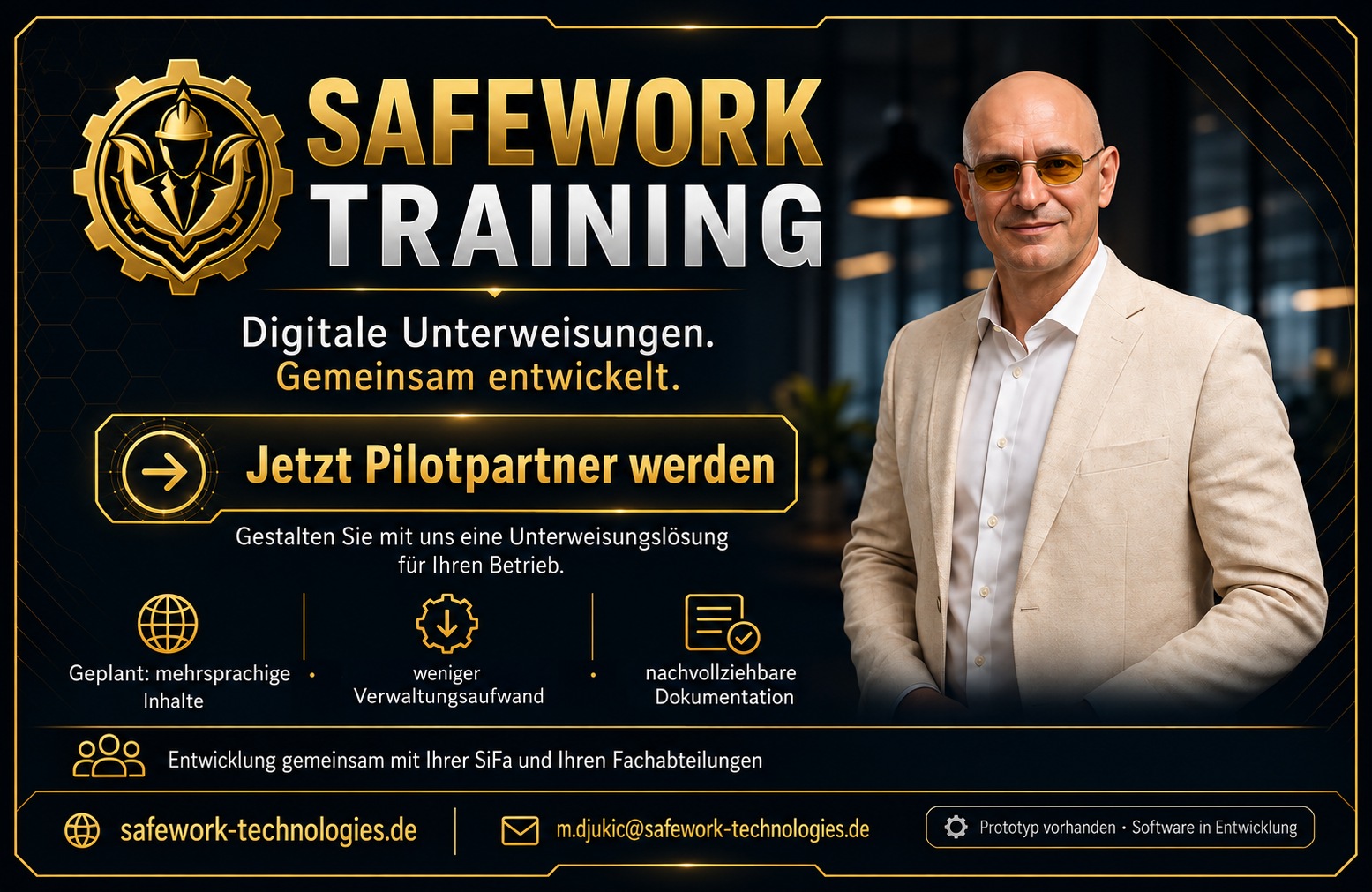 SAFEWORK Training – Pilotpartner für digitale Unterweisungen mit Mario Djukic