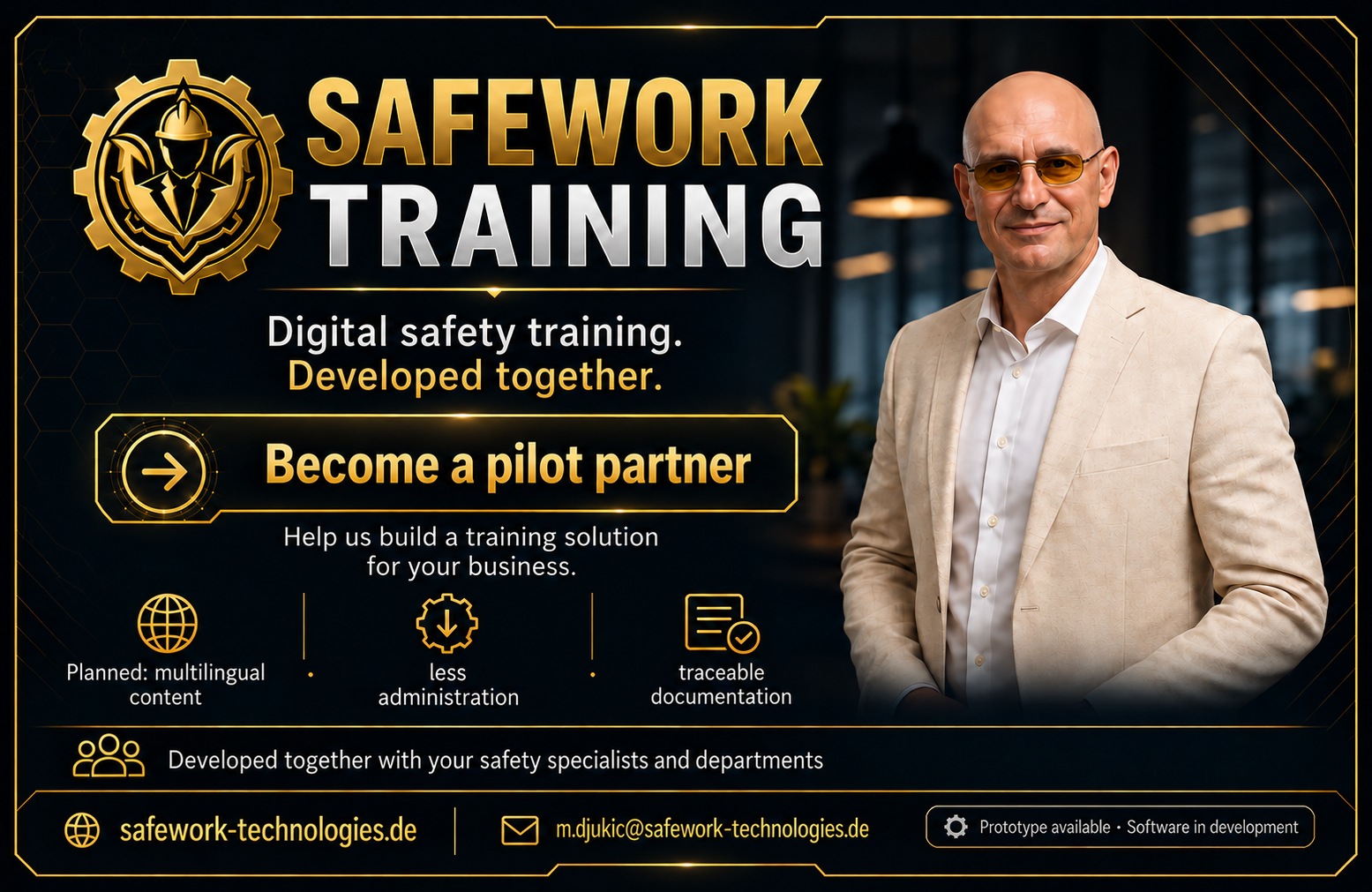 SAFEWORK Training – digital safety training pilot partners with Mario Djukic